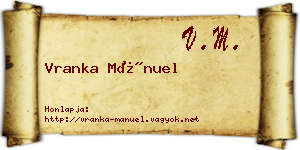 Vranka Mánuel névjegykártya